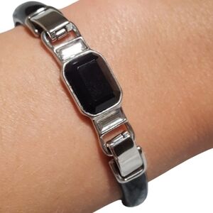 Lia Sophia Womens "Change It Up" Interchangeable Clasped Bangle Bracelet Rhodium